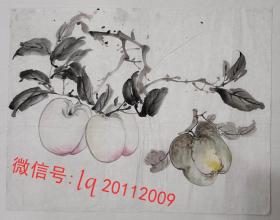 陈摩书画作品：“桃子水果” 常熟虞山画派名家花鸟画【无款老画】 （未装裱，大概一尺）