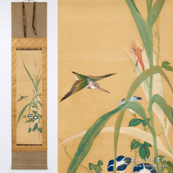 日本回流字画 名家 筆 絹本《花鸟图》 名家手绘真迹