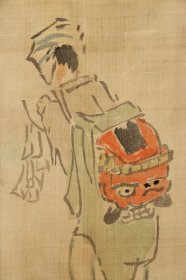 日本回流字画 绢本老画 狮头人物画 名家手绘真迹