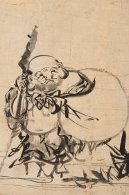 日本回流字画 古画 宗文 筆 布袋和尚 名家手绘真迹