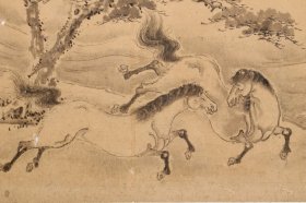 日本回流字画 古笔 佚名 骏马图 名家手绘真迹