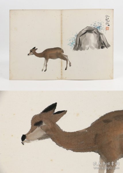 日本回流字画 老字画 鹿图 名家手绘真迹
