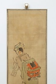 日本回流字画 绢本老画 狮头人物画 名家手绘真迹