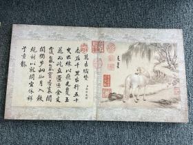 【提供资料信息服务】十骏马图册，法籍画家王致诚绘制，1册10开，精绘了清乾隆皇帝的十匹由西域或蒙古进呈的坐骑，每帧有满文榜题，成品尺寸：高29cm*宽27cm，超大图册，仿真宣纸册页装，有现货，24小时发出