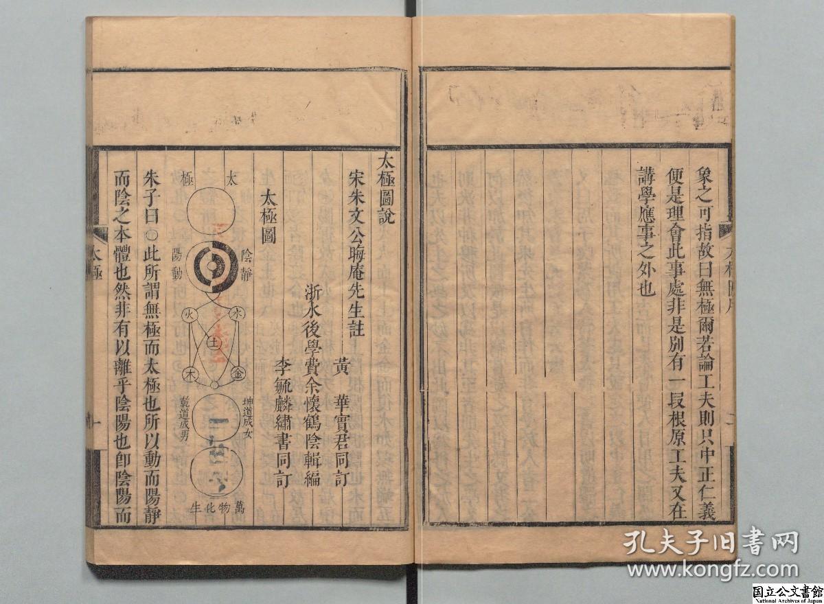 【提供资料信息服务】性理汇编，费余怀，清刊本，太极图书1卷，通书1卷，西铭1卷，正蒙1卷316页，日本内阁文库藏，本店此处销售的为该版本的原大彩色、仿真微喷、宣纸线装本。