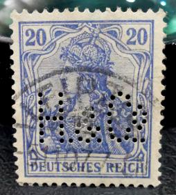22-德国1900-1905年凿孔邮票 日耳曼尼亚 字母“H. & C.o. ”上品信销 销1907年戳