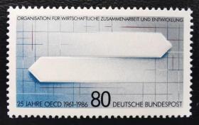 德国西德1986年邮票 经济合作与发展组织25周年1全新 原胶全品 2015斯科特目录1.4美元