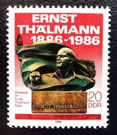 东德1986年邮票。台尔曼纪念碑。建筑风光，名人。1全新