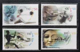 德国2000年邮票 古代艺术和体育 游泳 短跑 体操 拳击 2015斯科特目录9.35美元 有边纸