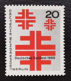 德国西柏林1968邮票 柏林体操节 徽志 体育 1全新 原胶