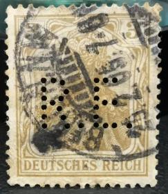 德国1901-02年凿孔邮票 日耳曼尼亚 字母“R.E.”上品信销