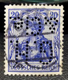 31-德国1905年凿孔邮票 日耳曼尼亚 倒打字母“G.H. & Cie.”上品信销