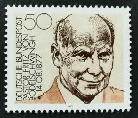 10A 西德1977年邮票 名人 博德尔施文格 1全新 原胶全品
