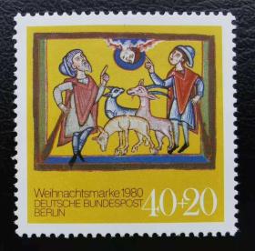 10A德国西柏林1980邮票 圣诞节1全新原胶全品