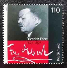 德国2000年邮票 总统艾伯特 1全新 2015斯科特目录1.4美元