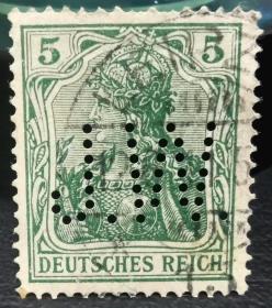 德国1900-05年凿孔邮票 日耳曼尼亚 字母“J.W.”上品信销