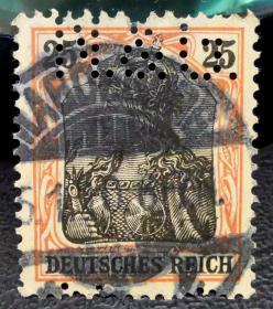 39-德国1900-1905年凿孔邮票 日耳曼尼亚 字母“N.&G.”上品信销 打孔移位 销1910年戳