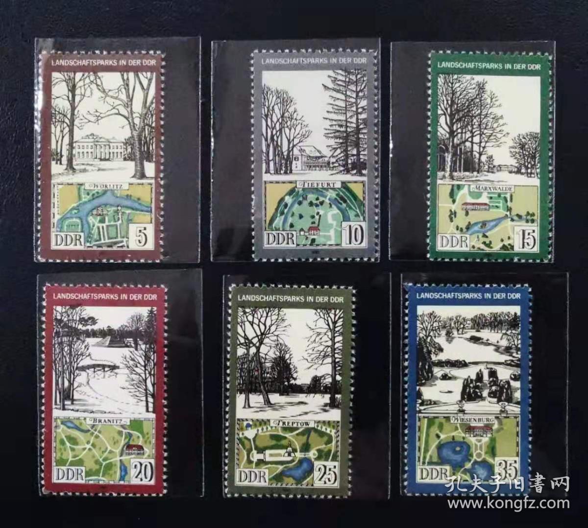 东德1981年邮票 自然公园 植物 地图 6全新 2015斯科特目录2.75美元