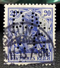 28-德国1905年凿孔邮票 日耳曼尼亚 字母“D.M.Y.G.”上品信销 销1913年戳