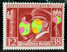 2313.29德国1941年二战人物 墨索lini和希tele 1全新原胶上品无贴