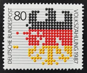 10A1987年德国西德邮票 人口普查 联邦鹰徽 1全新 原胶全品