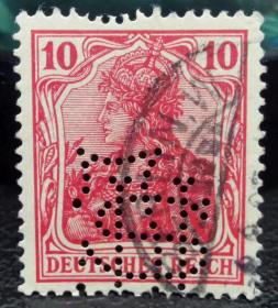 17-德国1901-19年凿孔邮票 日耳曼尼亚 字母如图自鉴 打孔移位导致上排齿孔有异！上品信销