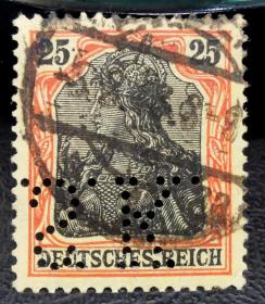 40-德国1900-1905年凿孔邮票 日耳曼尼亚 倒打字母“S. K.”上品信销