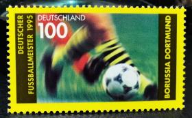 德国1995年邮票 1995年甲级联赛冠军多特蒙德队 足球 1全新 2015斯科特目录1.4美元