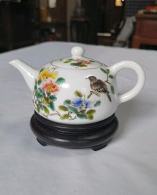 50年代一把花鸟粉彩壶茶壶-73