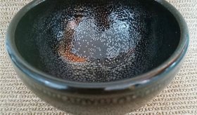 早期70年代出产淄博老美陶油滴釉雨点釉瓷碗底款中国博山-08