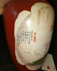 永胜瓷厂彩绘李白诗词花瓶-14