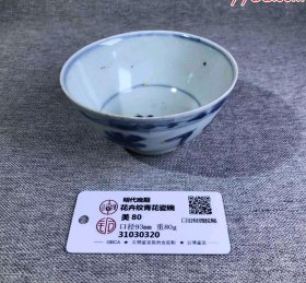 公博评级80分明代青花花卉压手杯-48