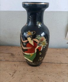 黑秞仕女花瓶-60