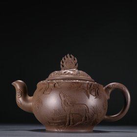 朱可心款 紫砂福禄寿茶壶。