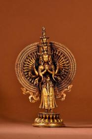 清代 铜鎏金 八臂十一面观音菩萨造像