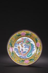 旧藏-铜胎画珐琅凤凰盘