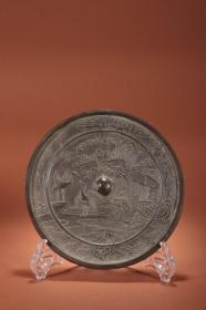 旧藏-老铜胎“双鹤图”铜镜