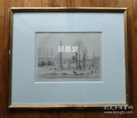 旅法著名版画家长谷川洁大幅风景铜版画原作，精品，有亲笔签名，原框