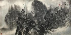 王健尔老师山水  南京白云堂  王健尔山水《峡江行》136x68cm