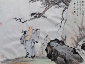 萧和老师人物作品  南京白云堂画廊  萧和人物《弥勒云游图》92x69cm