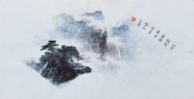 佘玉奇老师扇面山水  南京白云堂画廊 佘玉奇山水 画芯58x23cm