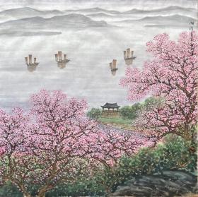 汤知辛老师山水  白云堂画廊 汤知辛山水  68x68cm