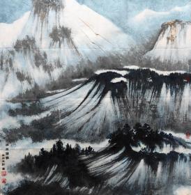 刘云院长山水 南京白云堂画廊 刘云山水《高原雪霁》69x69cm