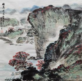 金陵画派 徐建明先生精品山水   南京白云堂画廊   徐建明老师山水《雁荡秋晨》68x68cm