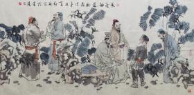 王野翔老师人物作品 白云堂画廊 王野翔人物《蕉荫论道图》132x66cm