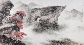 赵元年老师山水 南京白云堂画廊 赵元年山水《鹰嘴岩奇峰》180x97cm