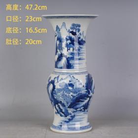 清康熙瓷器青花山水凤尾尊