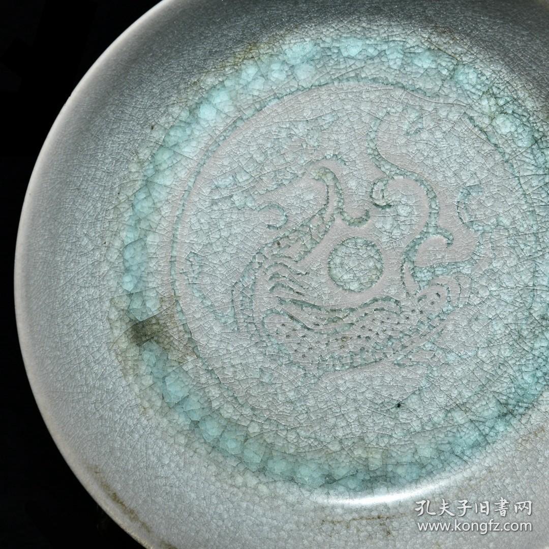 旧藏汝窑冰裂纹釉圜底圆口洗【御题】