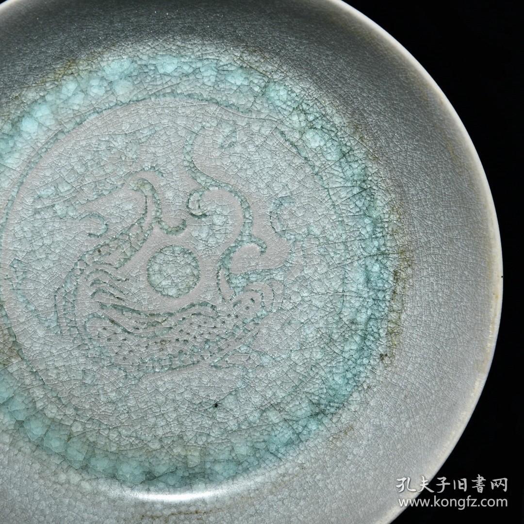 旧藏汝窑冰裂纹釉圜底圆口洗【御题】