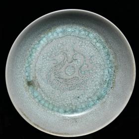 旧藏汝窑冰裂纹釉圜底圆口洗【御题】